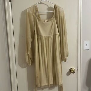 Listicle Gold Metallic Long Sleeve Dress